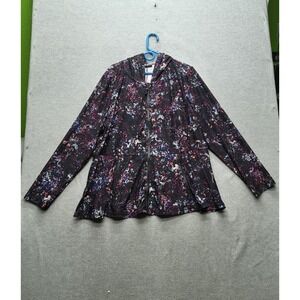 LIVI Women Jacket 22/24 Black Hooded Abstract Activewear Zipper Long Sleeve